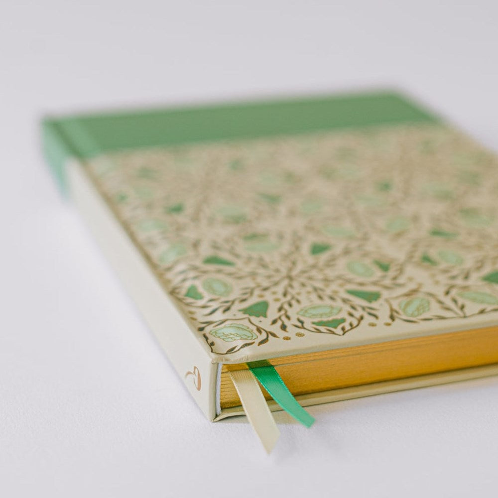 Viridian Green Folk Pattern Hardcover Notebook