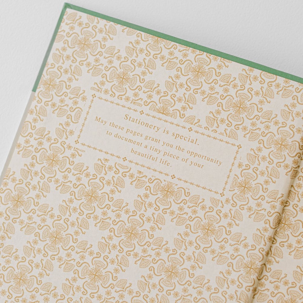 Viridian Green Folk Pattern Hardcover Notebook