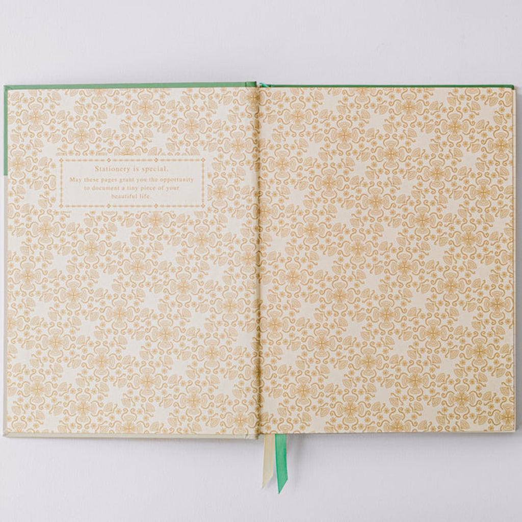 Viridian Green Folk Pattern Hardcover Notebook