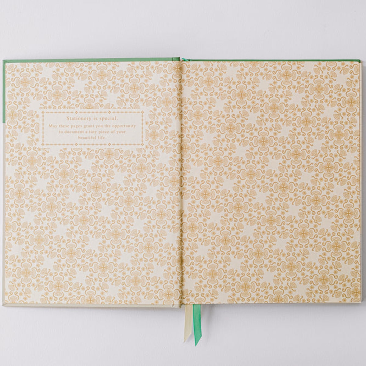 Viridian Green Folk Pattern Hardcover Notebook