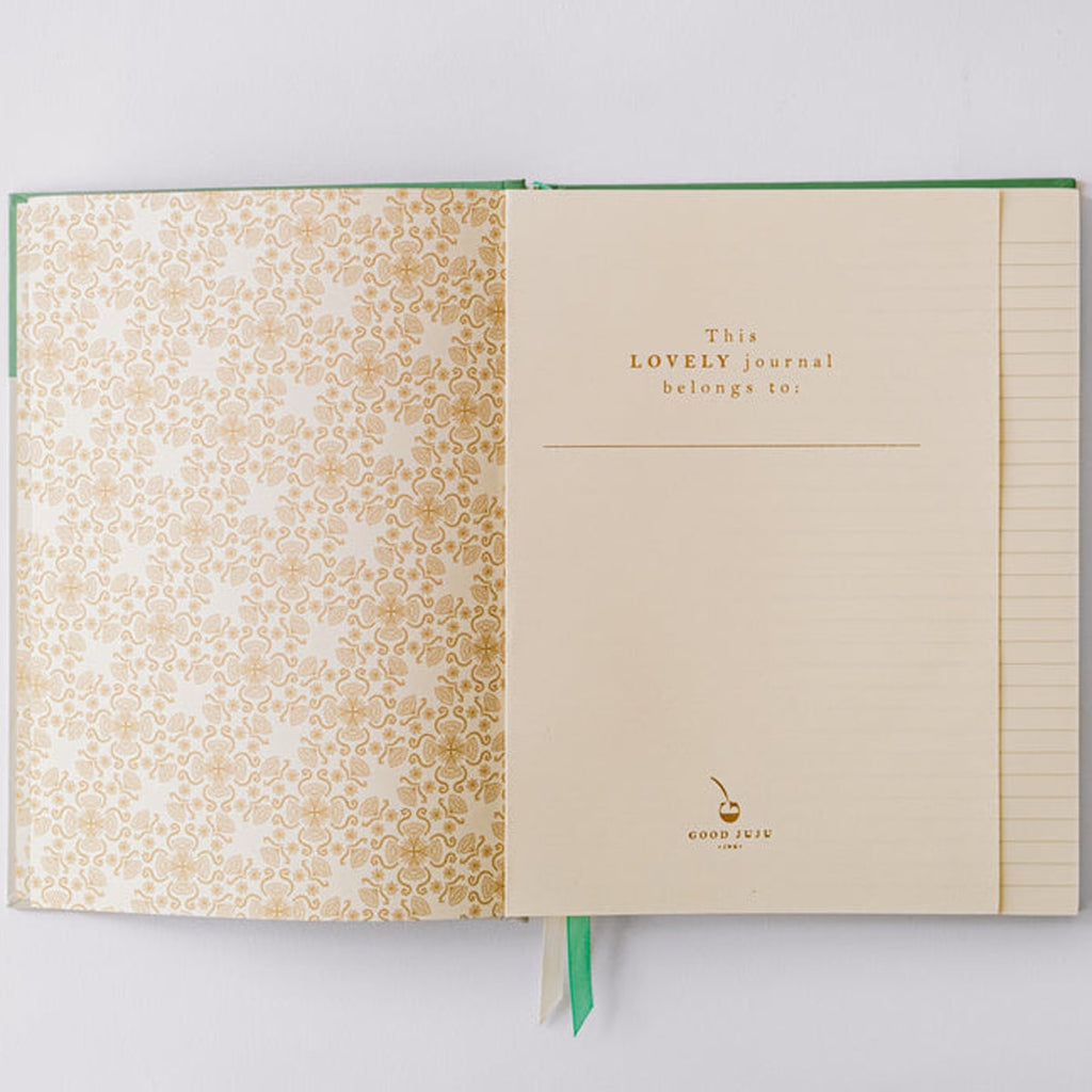 Viridian Green Folk Pattern Hardcover Notebook