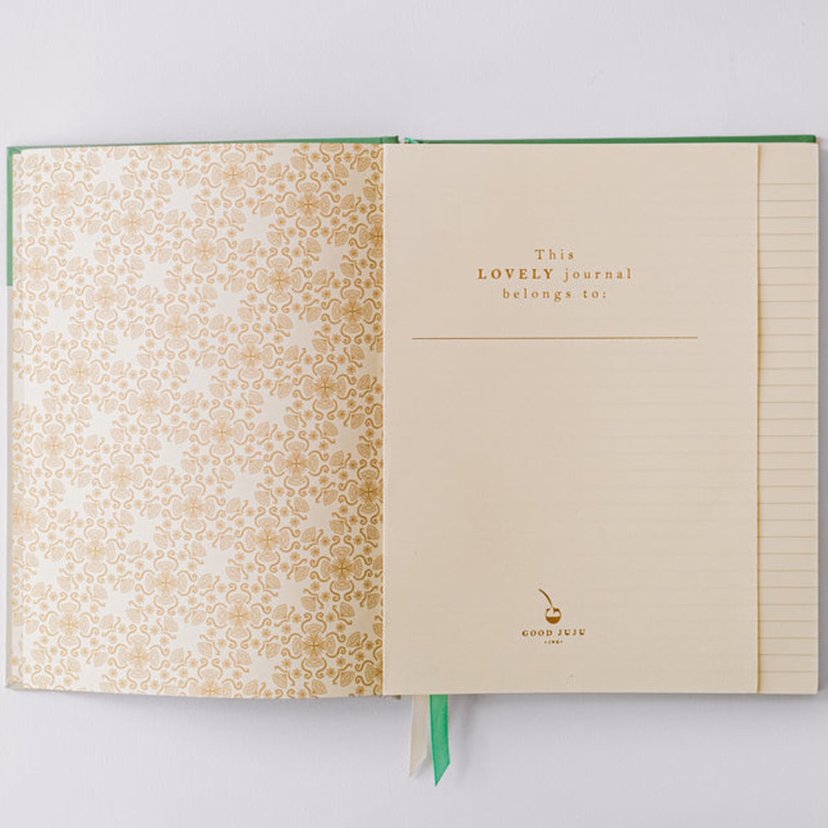 Viridian Green Folk Pattern Hardcover Notebook