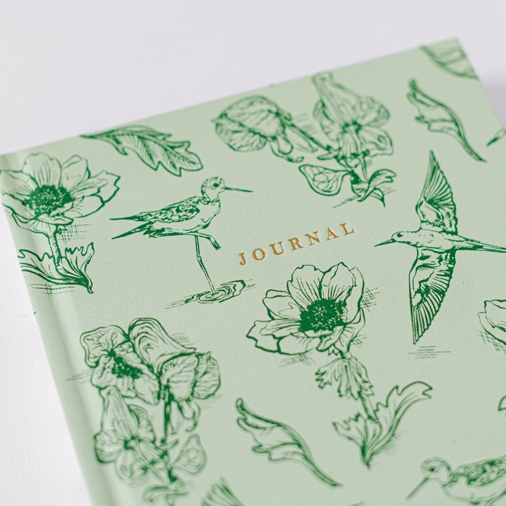 Green Botanical Bird Toile Hardcover Journal