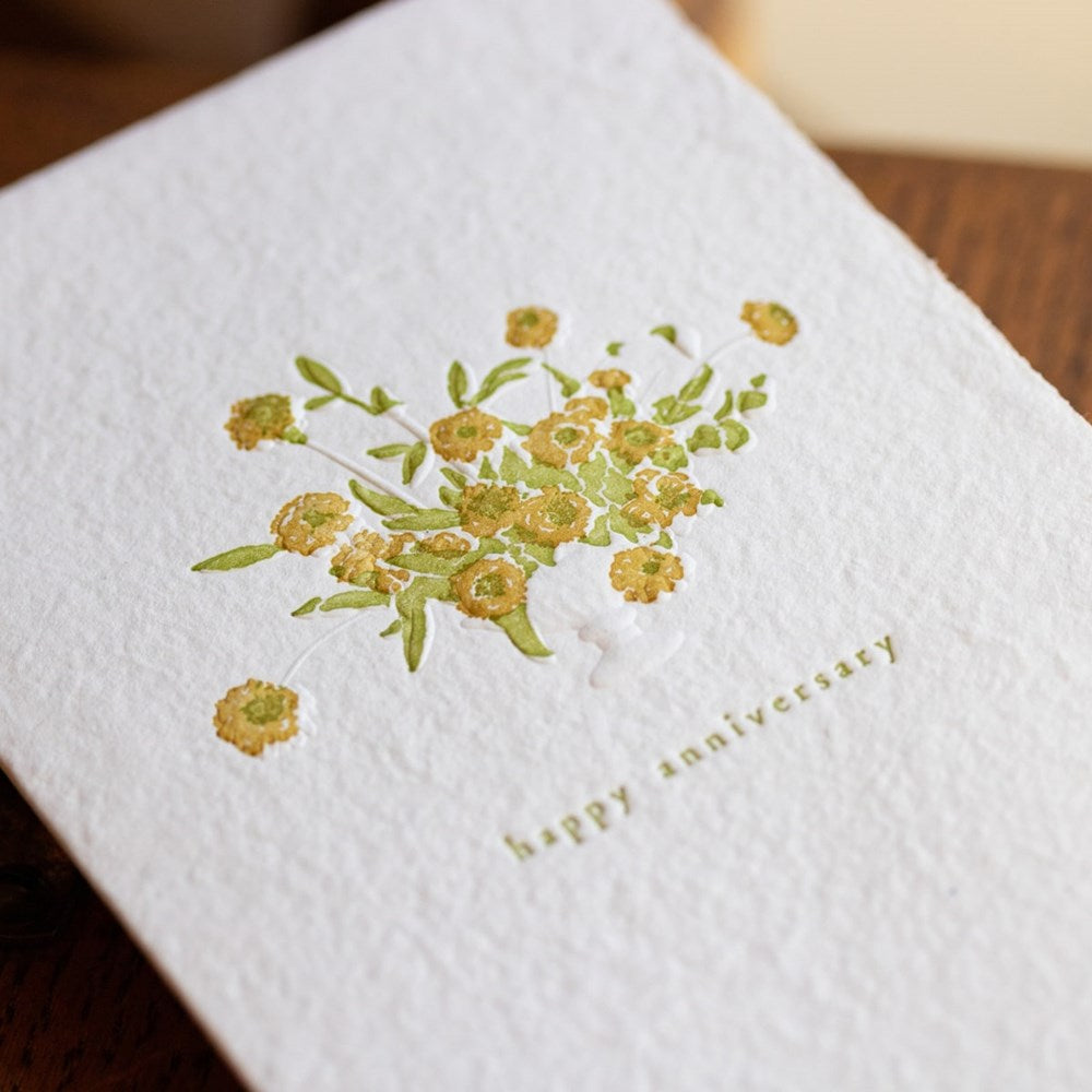 Anniversary Bouquet Sculpture Letterpress Card