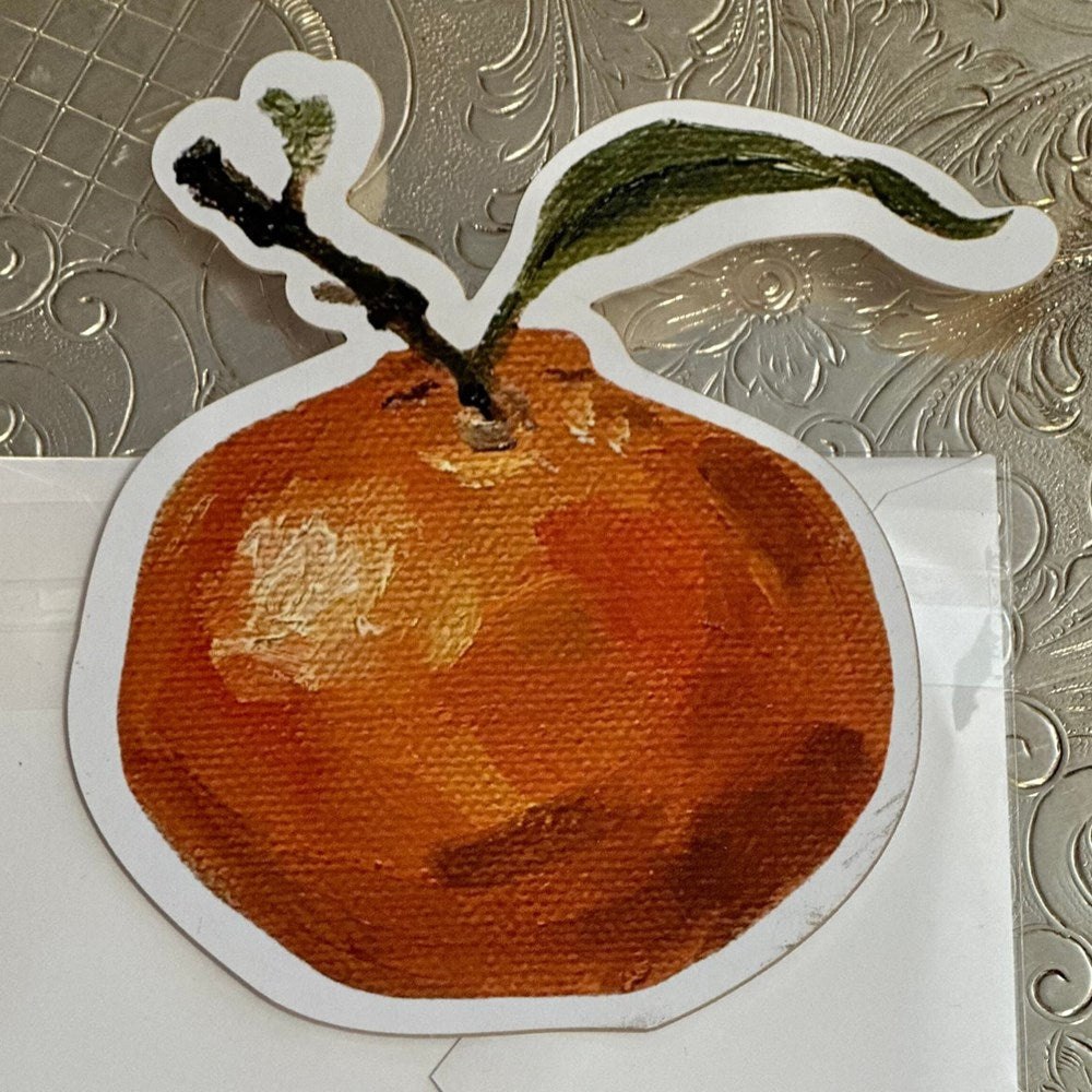 Mandarin Orange Die Cut Greeting Card