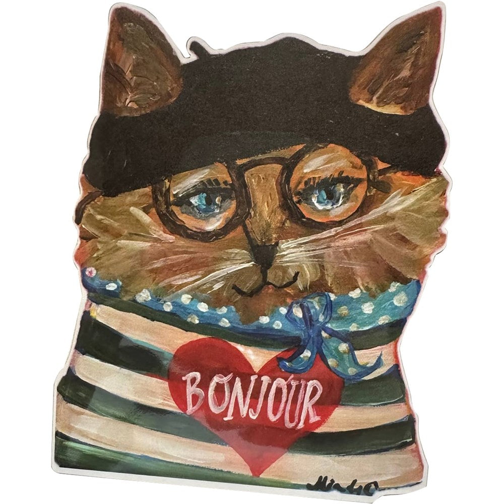 Bonjour Chat Die Cut Sticker
